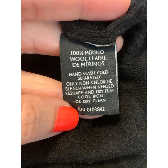 Toscano Firenze black merino wool 1/4 zipper pullover size Large fits Small - Picture 4 of 8